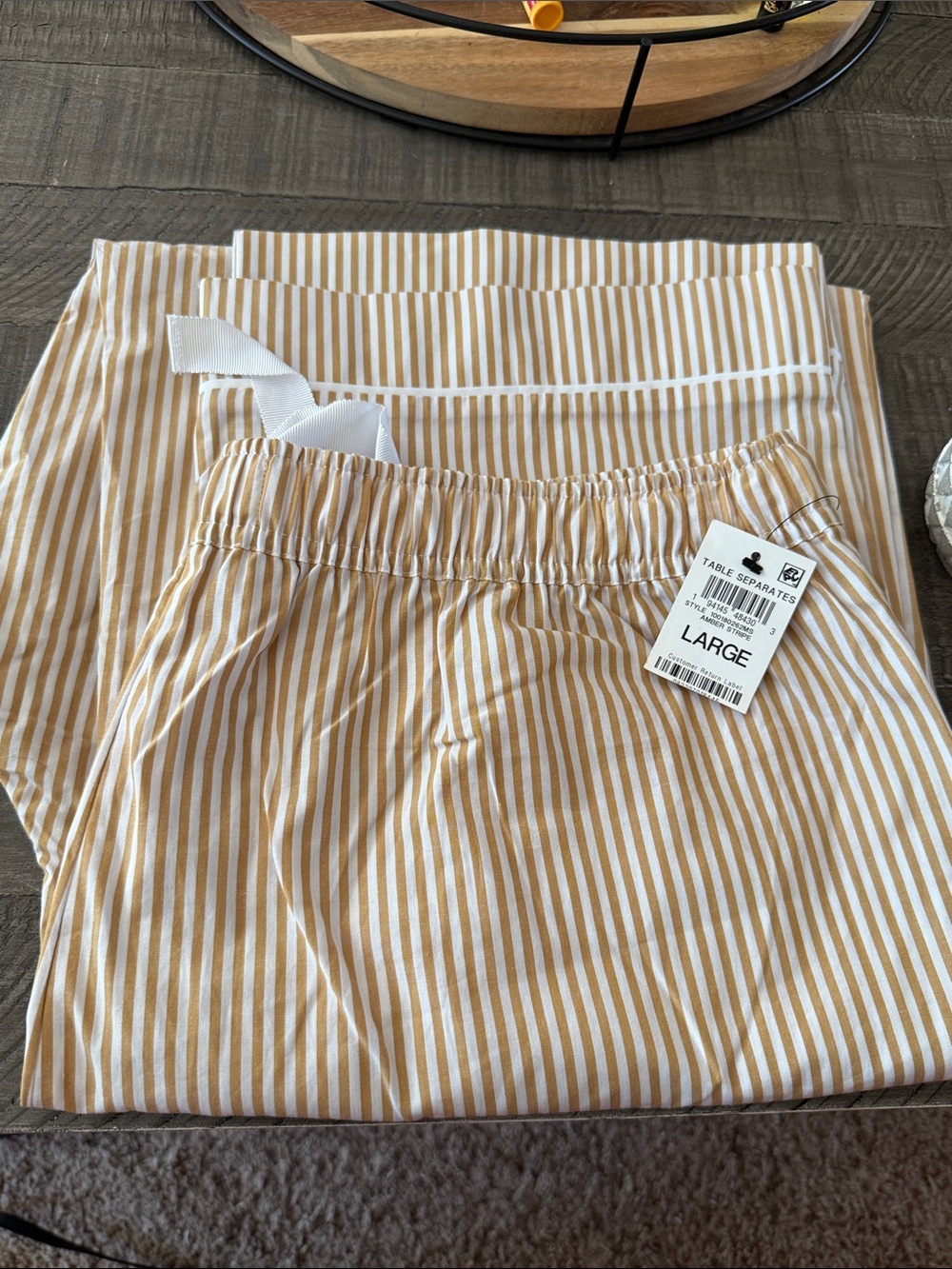State of Day Striped Gold & White Pull-On Longe Pants - Large - NWT